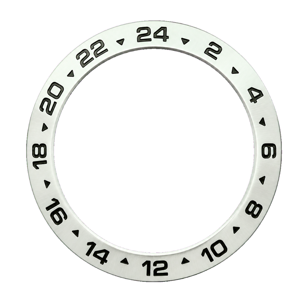 Lucius Atelier SKX013 24H GMT Bezel - Brushed Silver - Black Markers — Bezel Ring