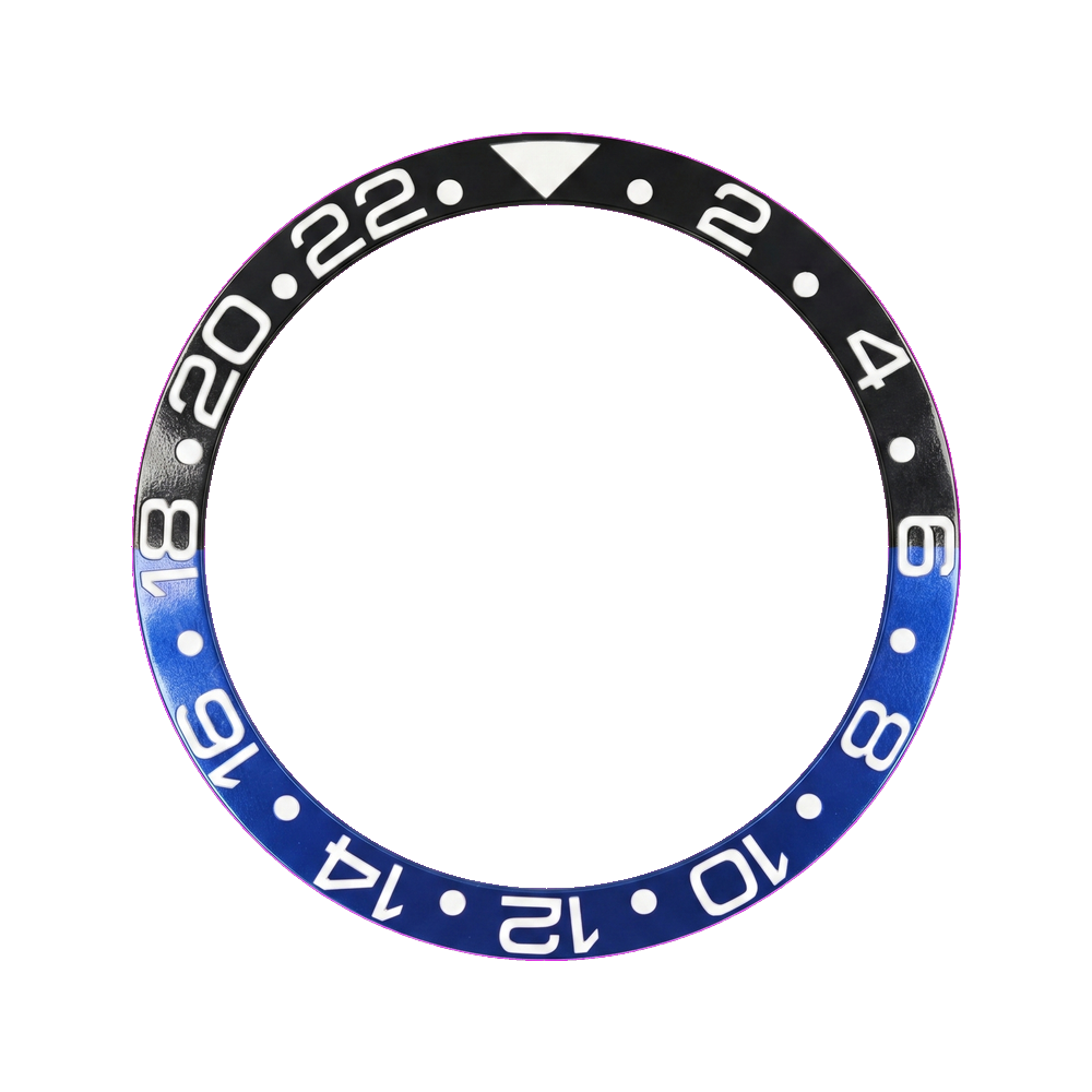 Lucius Atelier SKX013 Aluminium Bezel Insert (Slope) - GMT 24H - Batman Black/Blue — Bezel Insert