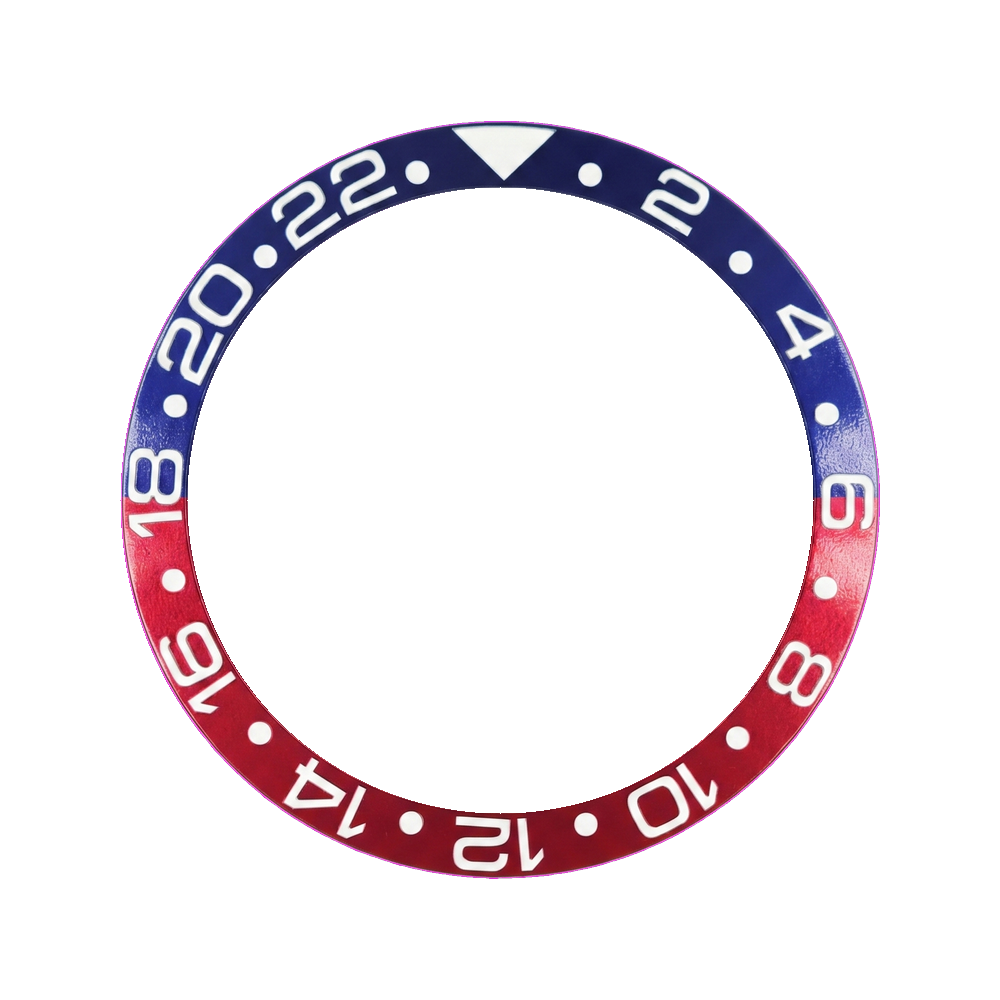 Lucius Atelier SKX013 Aluminium Bezel Insert (Slope) - GMT 24H - Pepsi Blue/Red — Bezel Insert
