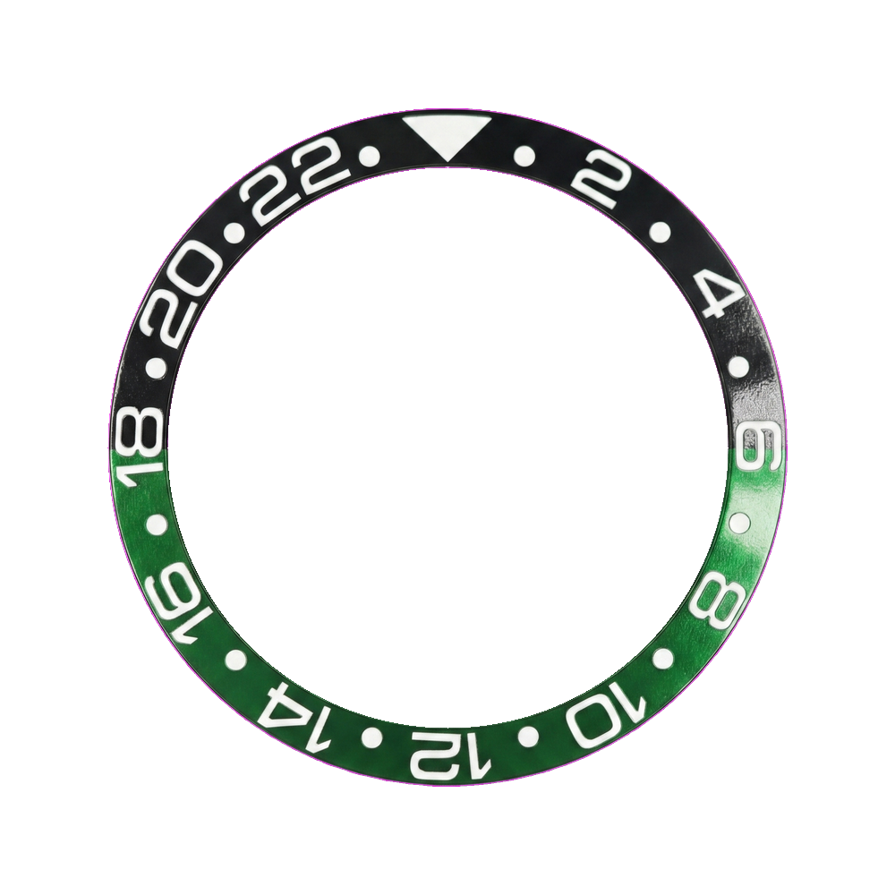 Lucius Atelier SKX013 Aluminium Bezel Insert (Slope) - GMT 24H - Sprite Black/Green — Bezel Insert