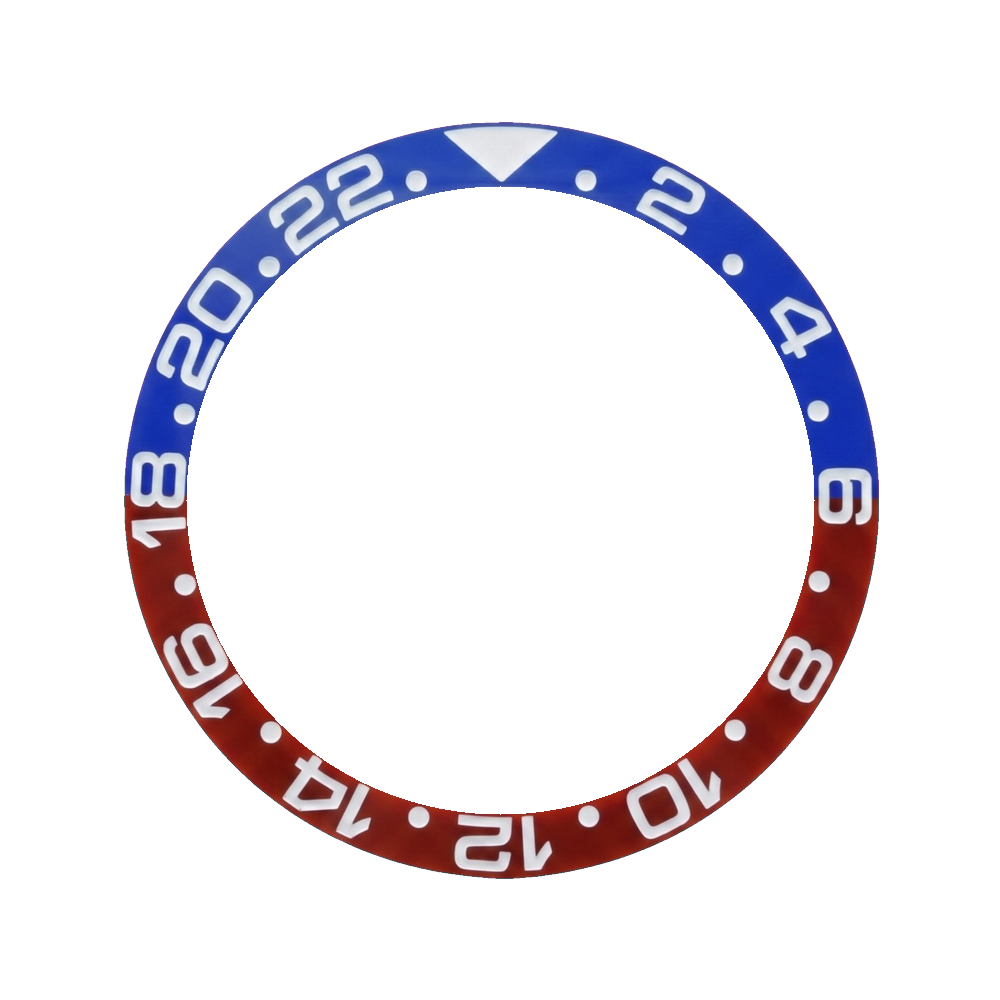 Lucius Atelier SKX013 Ceramic Bezel Insert (Slope) - GMT 24H - Pepsi Blue/Red — Bezel Insert