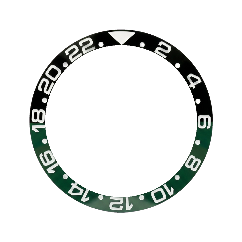 Lucius Atelier SKX013 Ceramic Bezel Insert (Slope) - GMT 24H - Sprite Black/Green — Bezel Insert