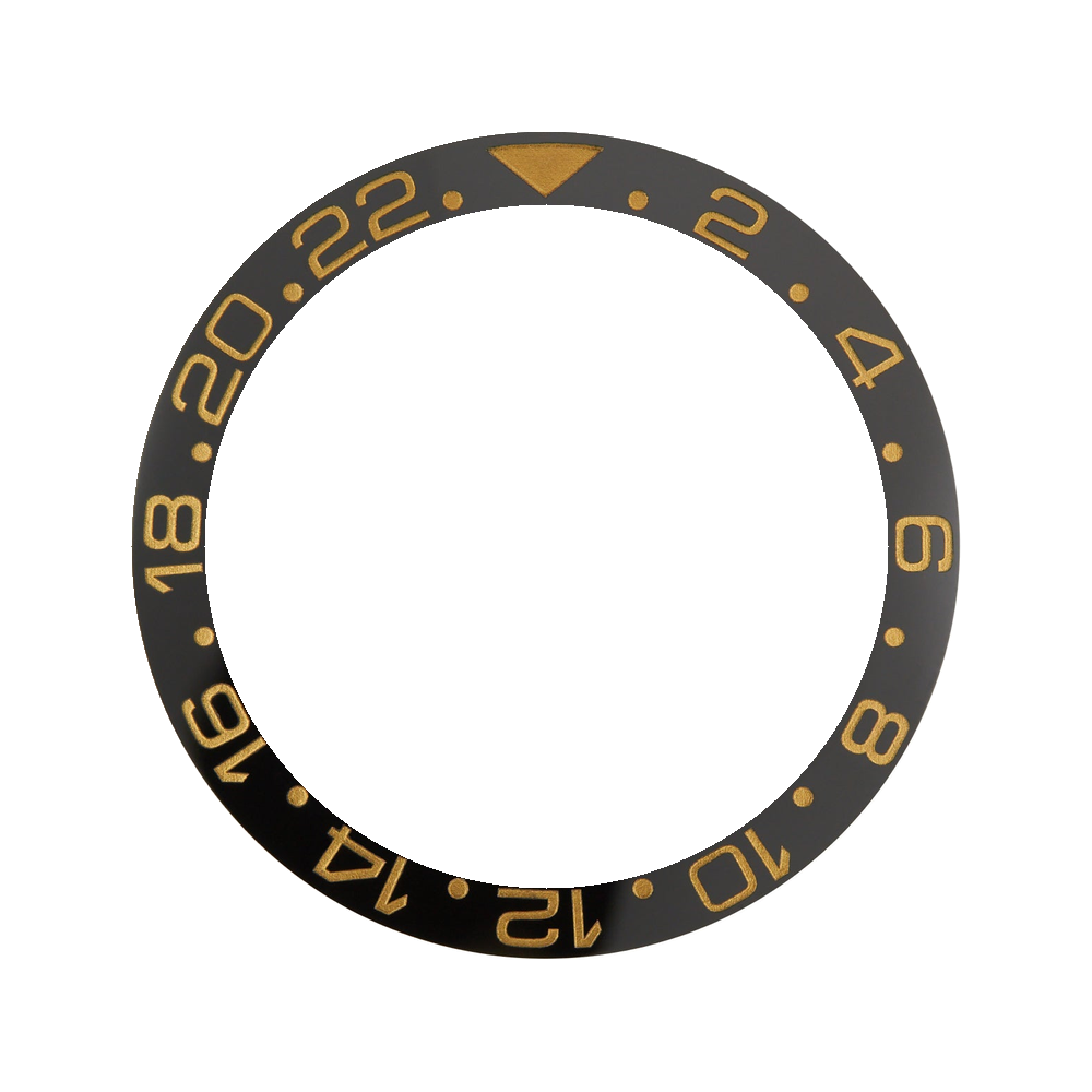 Namoki SKX007/SRPD Ceramic Bezel Insert: GMT style Black/Gold — Bezel Insert