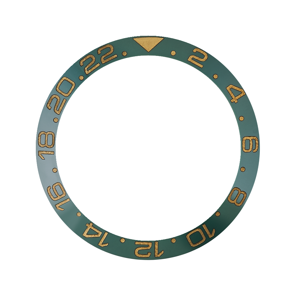 Namoki SKX007/SRPD Ceramic Bezel Insert: GMT style Green/Gold — Bezel Insert