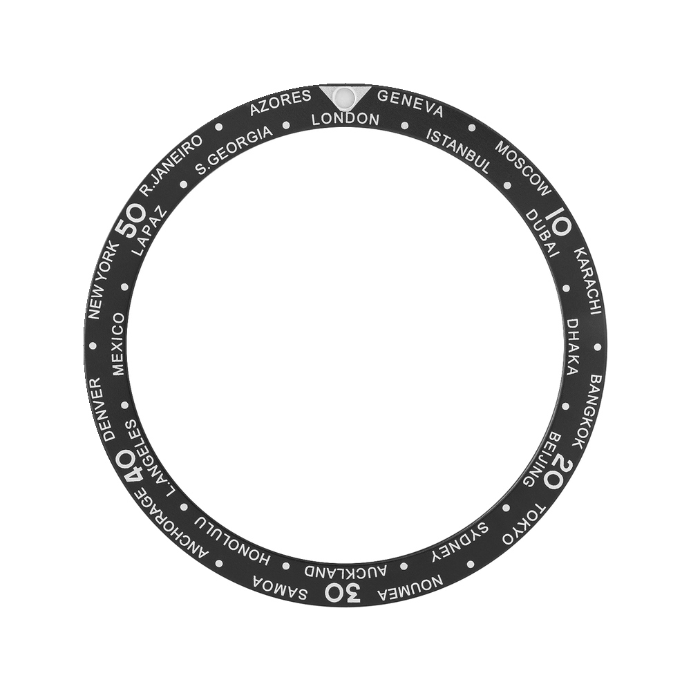 Namoki SKX007/SRPD Aluminium Bezel Insert: Worldtimer Black — Bezel Insert