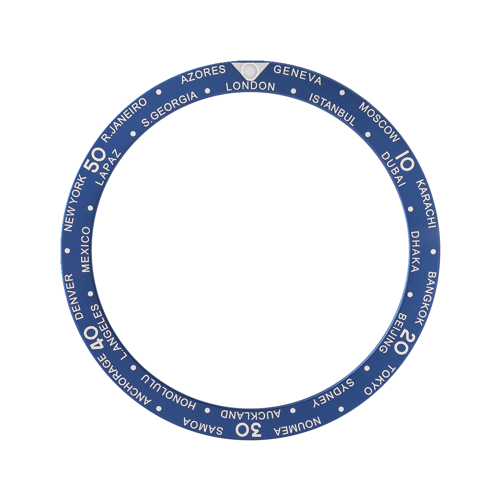 Namoki SKX007/SRPD Aluminium Bezel Insert: Worldtimer Blue — Bezel Insert