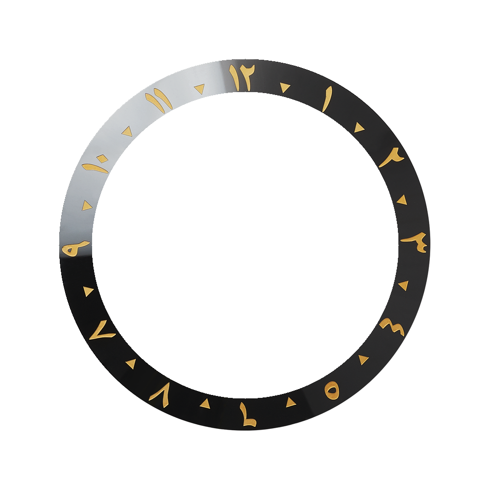 Namoki SKX007/SRPD Ceramic Bezel Insert: Arabic style Black/Gold — Bezel Insert
