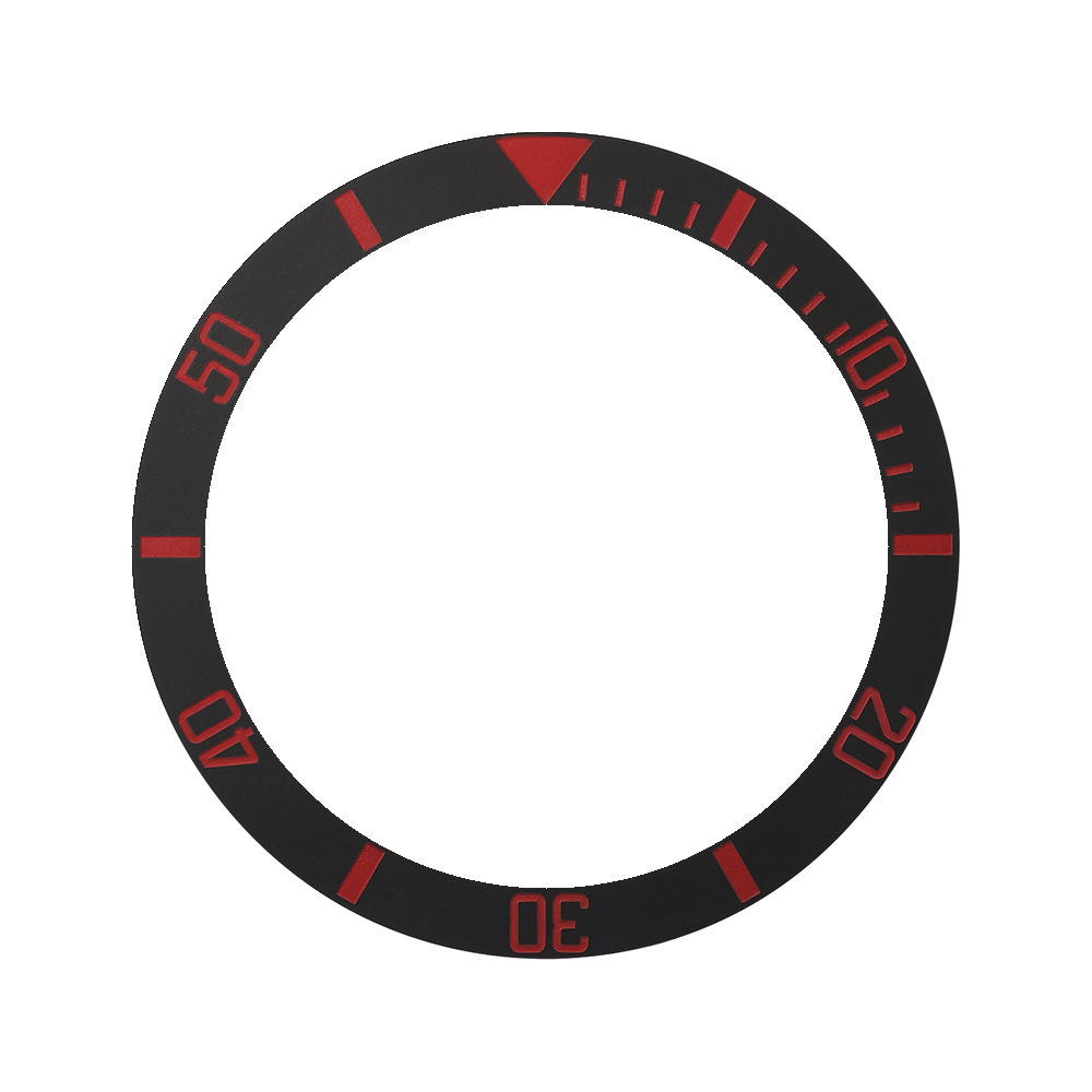 Namoki SKX007/SRPD Ceramic Bezel Insert: Sub style Sandblasted Black/Red — Bezel Insert
