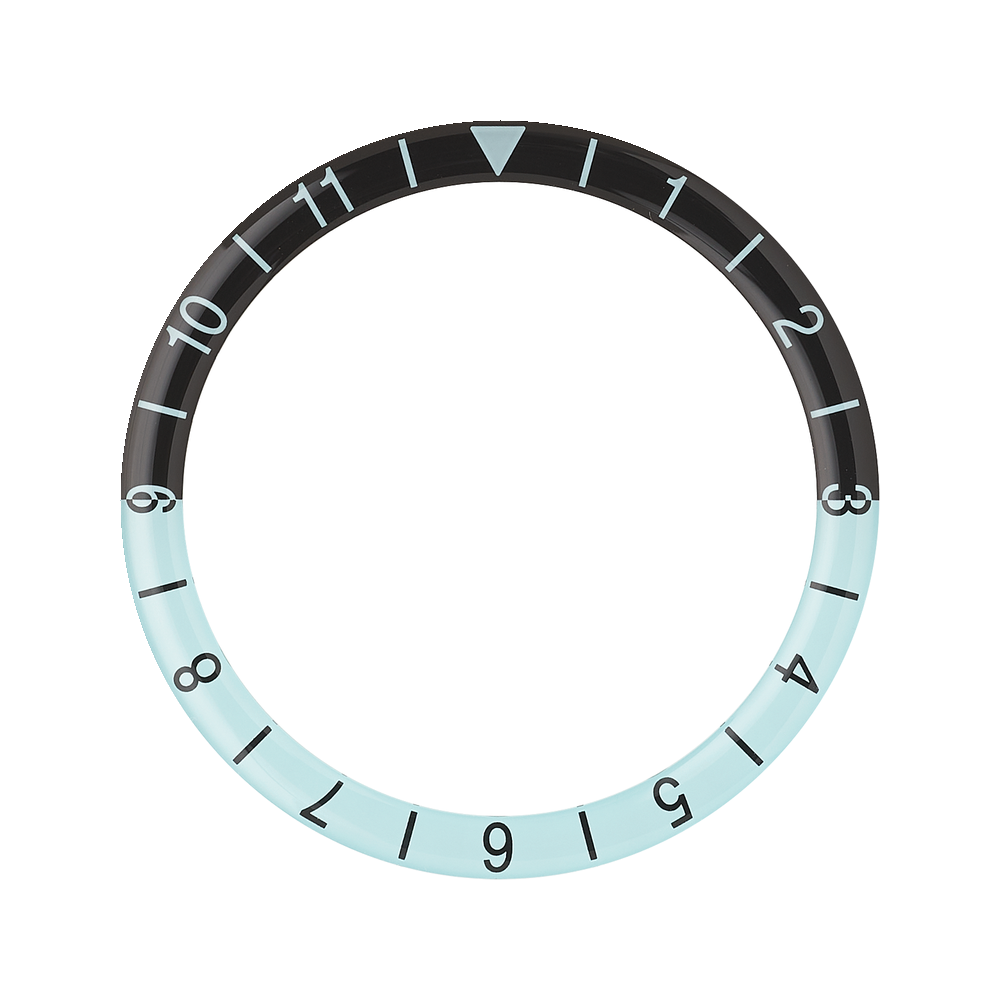 Namoki SKX007/SRPD Glass Bezel Insert: Dual Time Style Black/Sky Blue — Bezel Insert