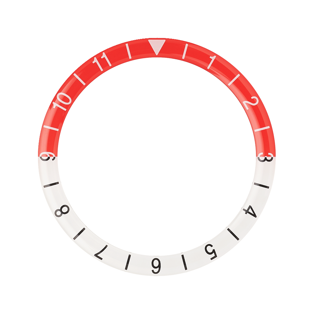 Namoki SKX007/SRPD Glass Bezel Insert: Dual Time Style Red/White — Bezel Insert