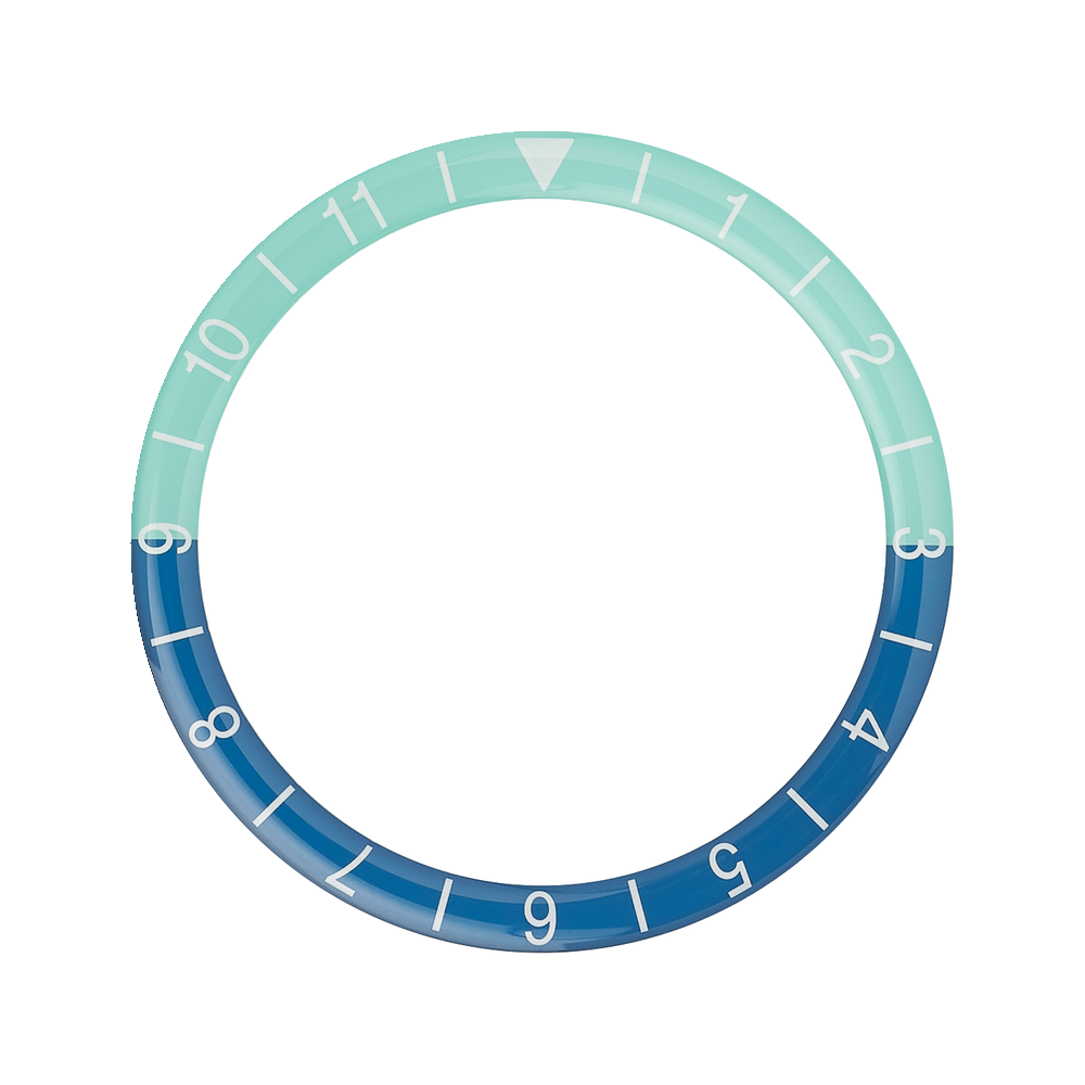 Namoki SKX007/SRPD Glass Bezel Insert: Dual Time Style Seafoam Mk2 — Bezel Insert