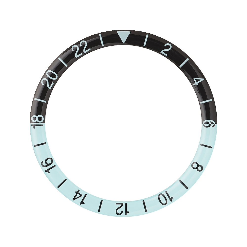 Namoki SKX007/SRPD Glass Bezel Insert: GMT Style Black/Sky Blue — Bezel Insert