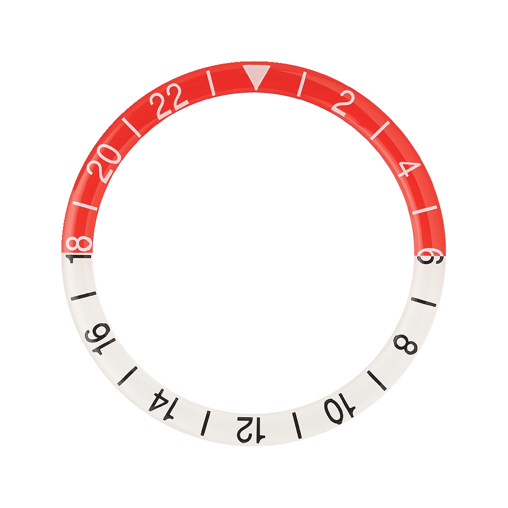 Namoki SKX007/SRPD Glass Bezel Insert: GMT Style Red/White — Bezel Insert