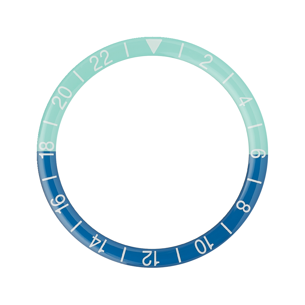 Namoki SKX007/SRPD Glass Bezel Insert: GMT Style Seafoam Mk2 — Bezel Insert
