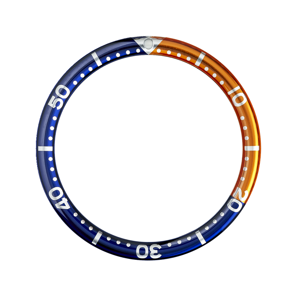 Namoki SKX007/SRPD Glass Bezel Insert: Seiko Style Orange/Navy — Bezel Insert