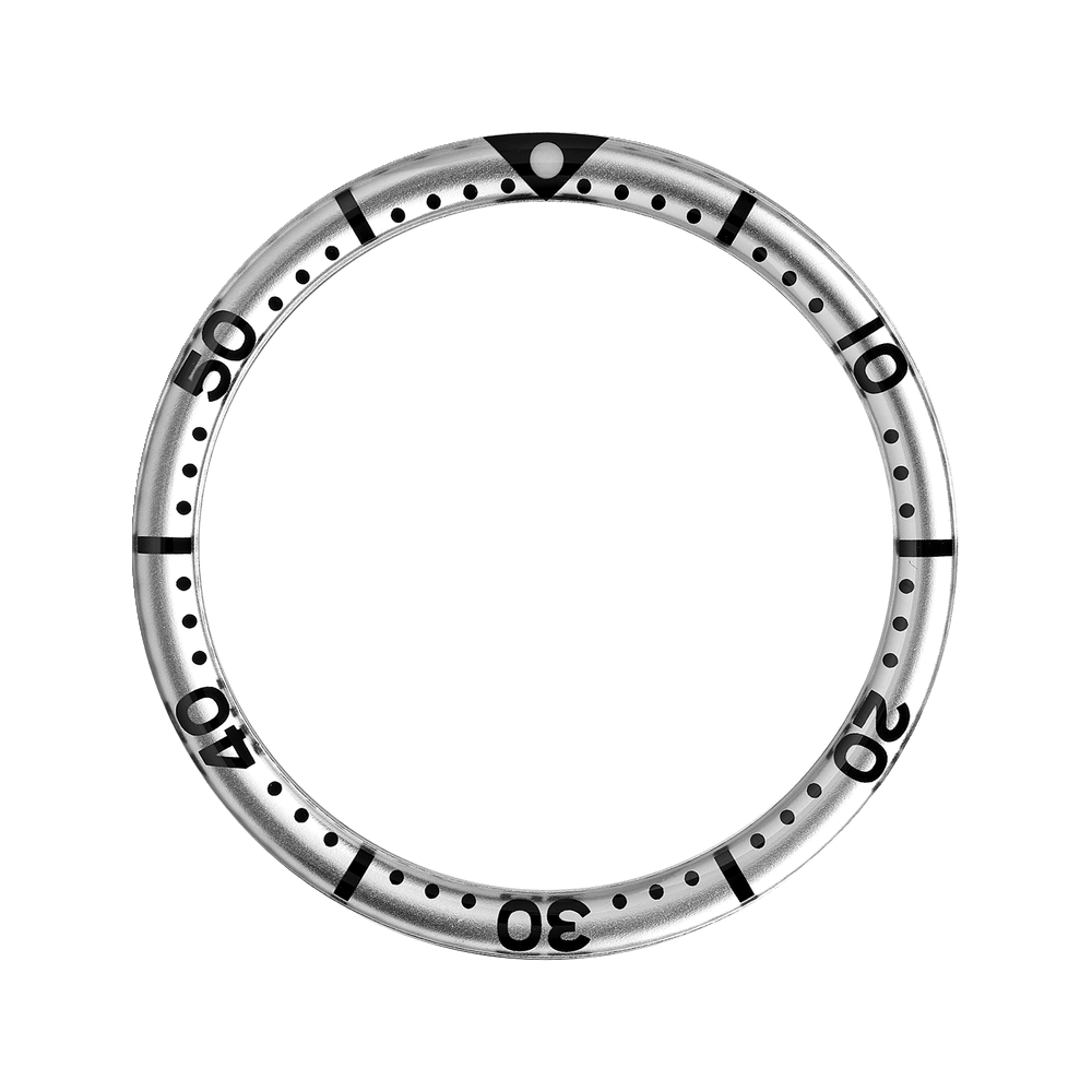 Namoki SKX007/SRPD Glass Bezel Insert: Seiko Style Silver — Bezel Insert
