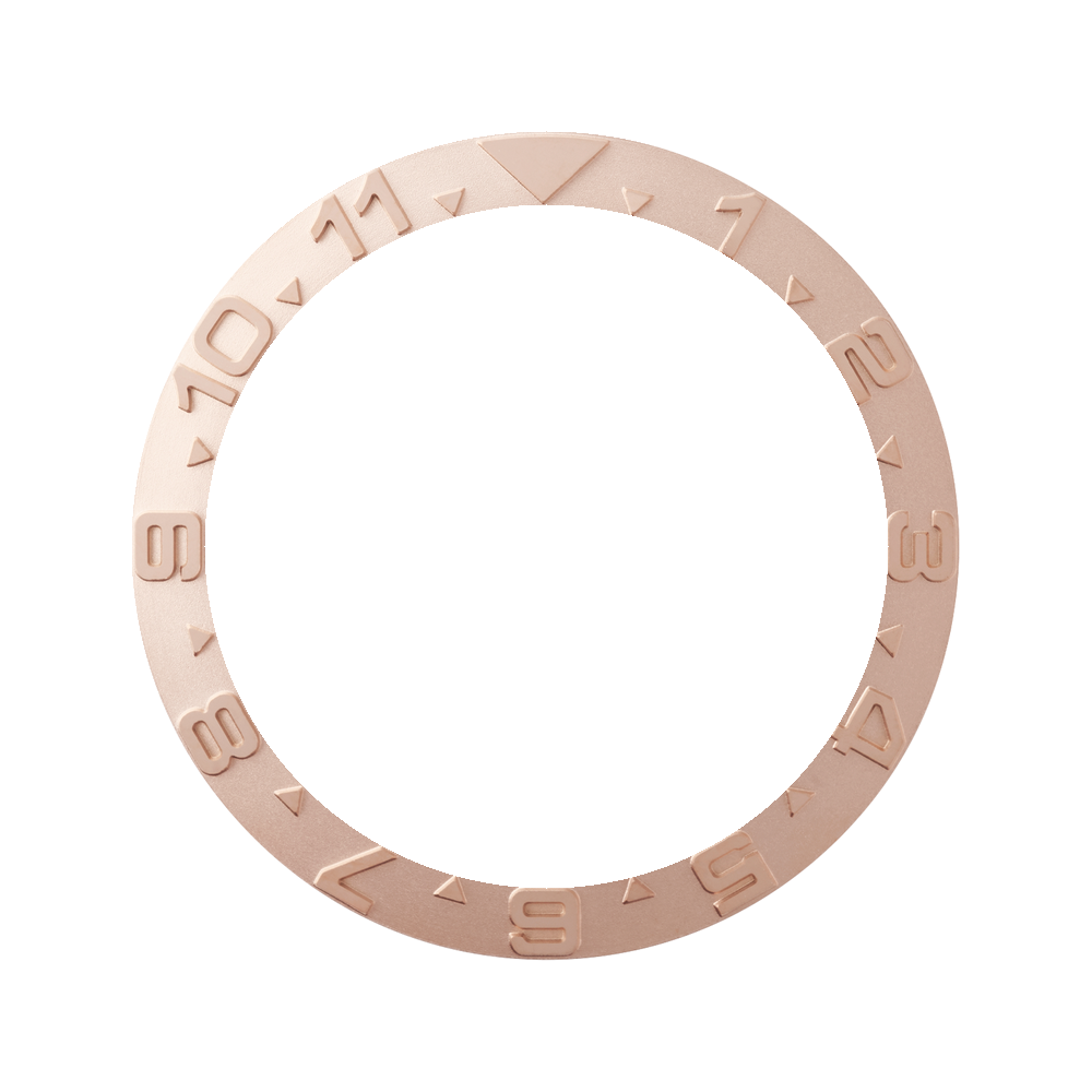Namoki SKX007/SRPD Steel Bezel Insert: YM Dual Time style Rose Gold — Bezel Insert