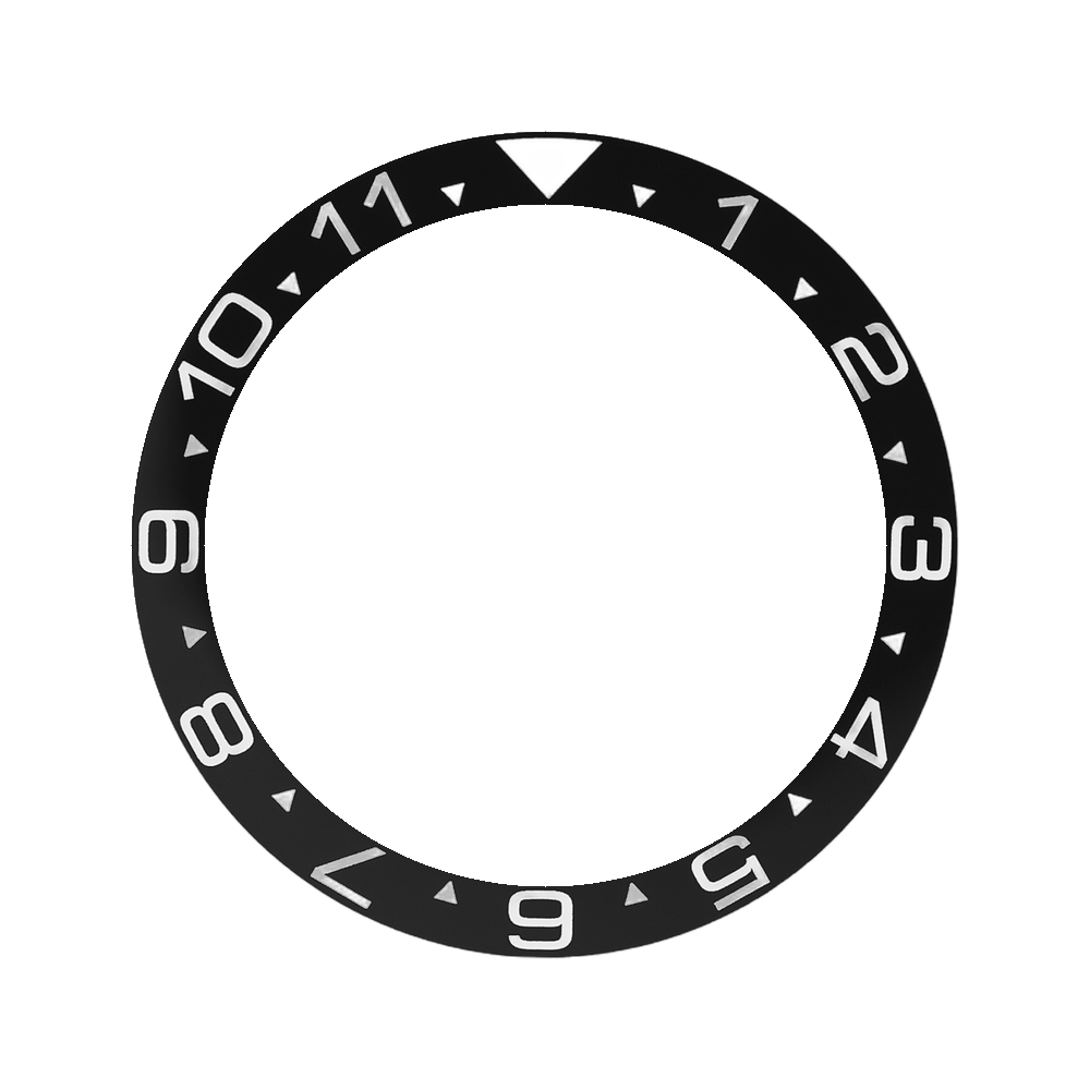Namoki SKX013 Ceramic Bezel Insert: Dual Time (Arrows) Black/White — Bezel Insert