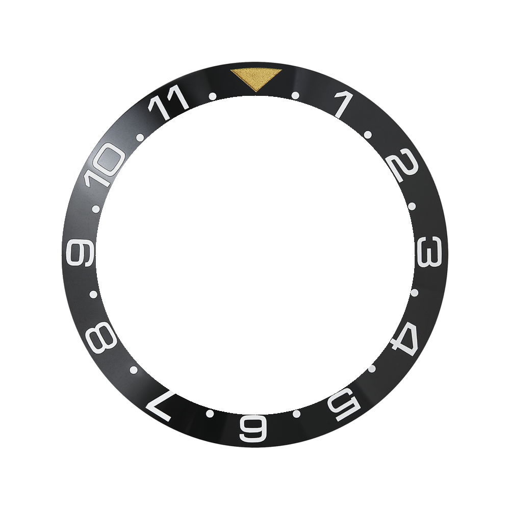 Namoki SKX007/SRPD Ceramic Bezel Insert: Dual Time w Gold Triangle — Bezel Insert