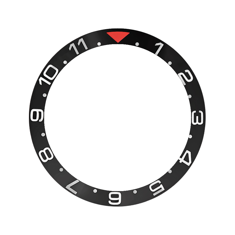Namoki SRP Turtle Ceramic Bezel Insert: Dual Time style Black/White/Red — Bezel Insert