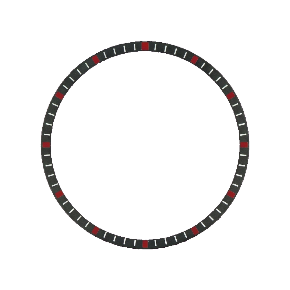 Lucius Atelier SKX007 Brushed Black Chapter Ring - White & Red Markers — Chapter Ring