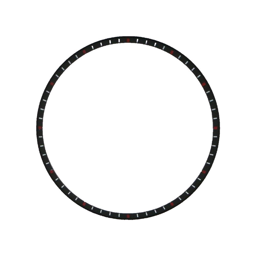 Lucius Atelier SKX013 Brushed Black Chapter Ring - White & Red Markers — Chapter Ring