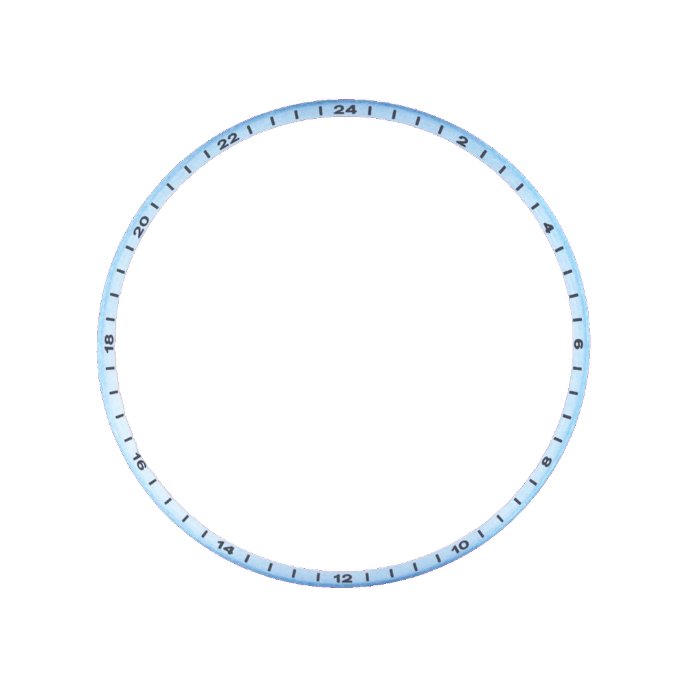 Lucius Atelier SKX013 Brushed Ice Blue Chapter Ring - GMT 24H Numerals — Chapter Ring