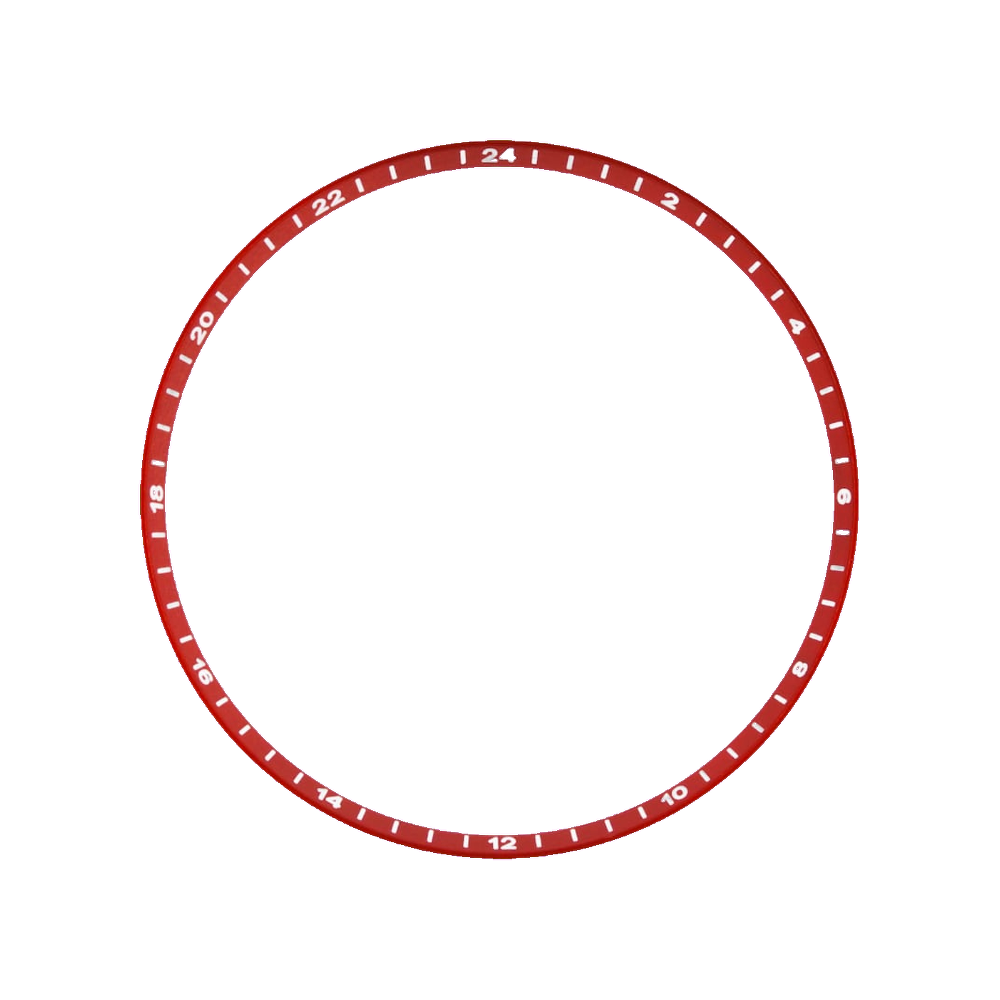 Lucius Atelier SKX013 Brushed Red Chapter Ring - GMT 24H Numerals — Chapter Ring
