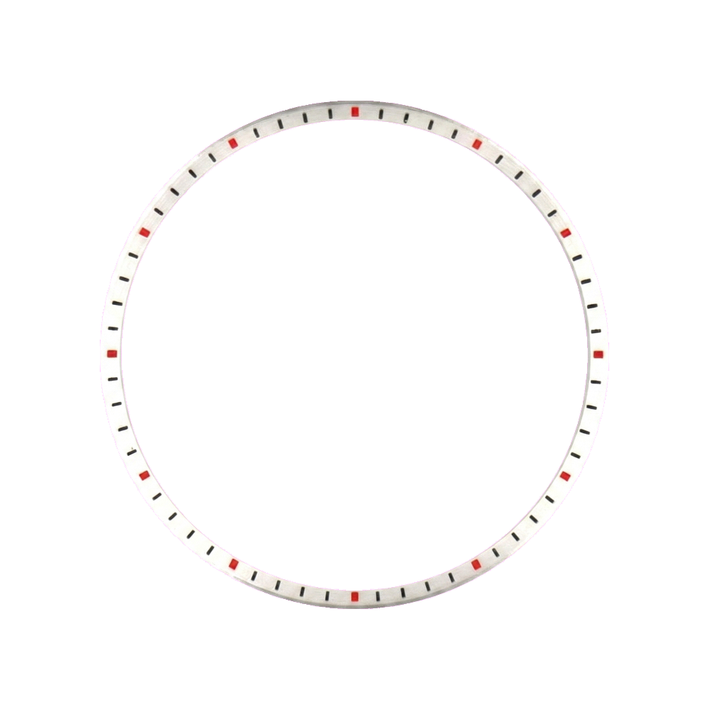 Lucius Atelier SKX013 Brushed Silver Chapter Ring - Black & Red Markers — Chapter Ring