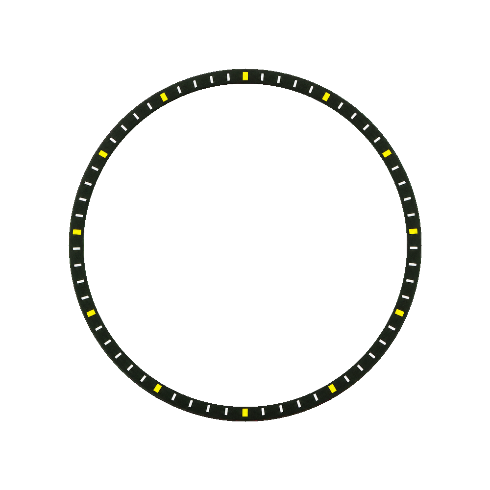 Namoki SKX007/SRPD Chapter Ring: Matte Black Finish with Yellow Markers — Chapter Ring