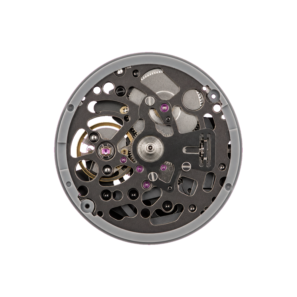 Lucius Atelier Seiko (TMI) NH72 Automatic Movement - Skeleton Ruthenium Grey — Movement
